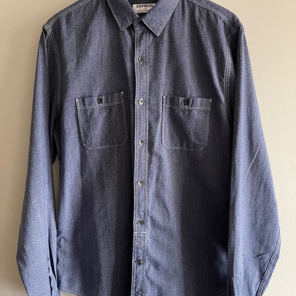 Express Men's long sleeve shirt Size L Gray - Picture 2 of 8